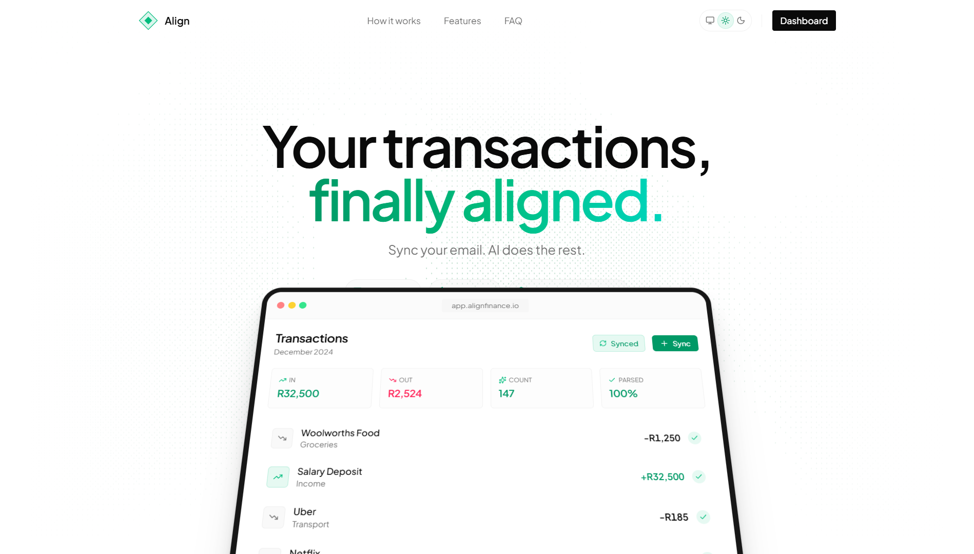 Align AI-powered financial tracker for South African banks