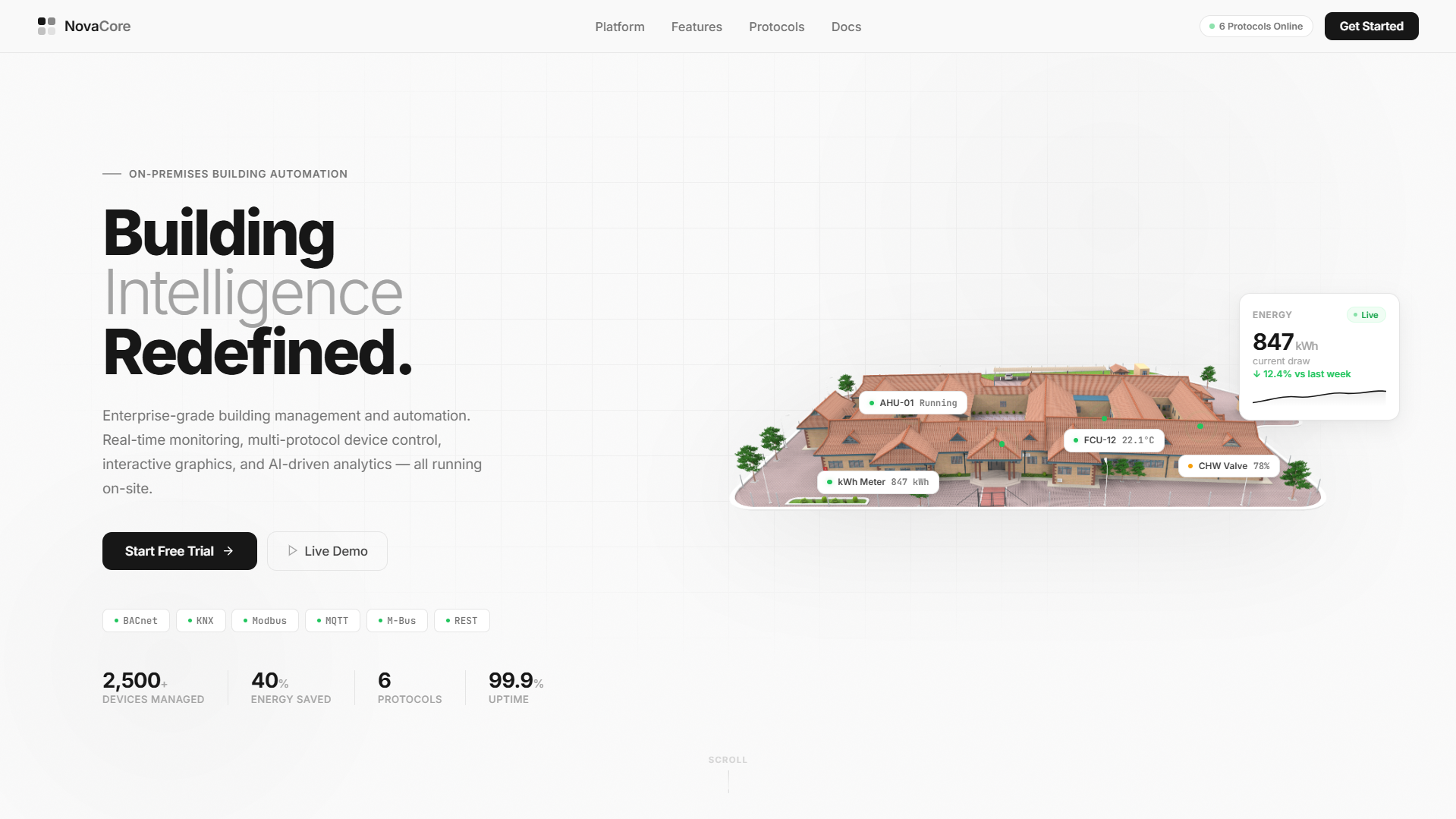 NovaCore multi-protocol building management platform